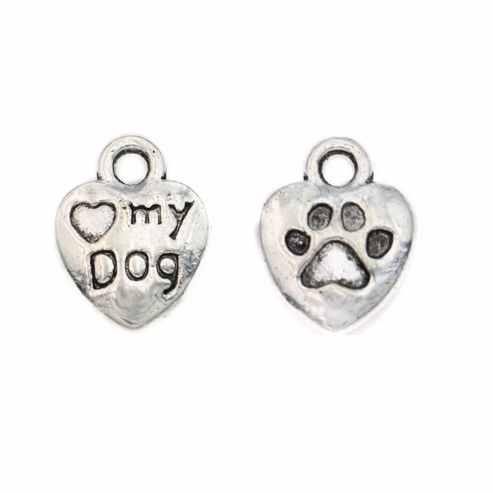 Посеребренные подвески в античном стиле I love my dog для браслетов ожерелий