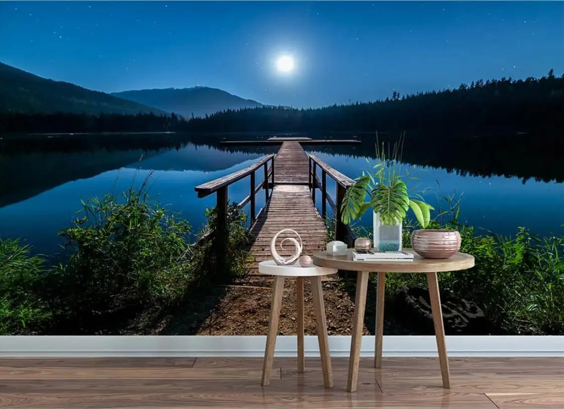

Swan Lake Rhine Moon Wall Papers for Walls 3 D Mural Wallpapers TV Backdrop Photo Wall Mural ELK Deer Landscape Contact Paper