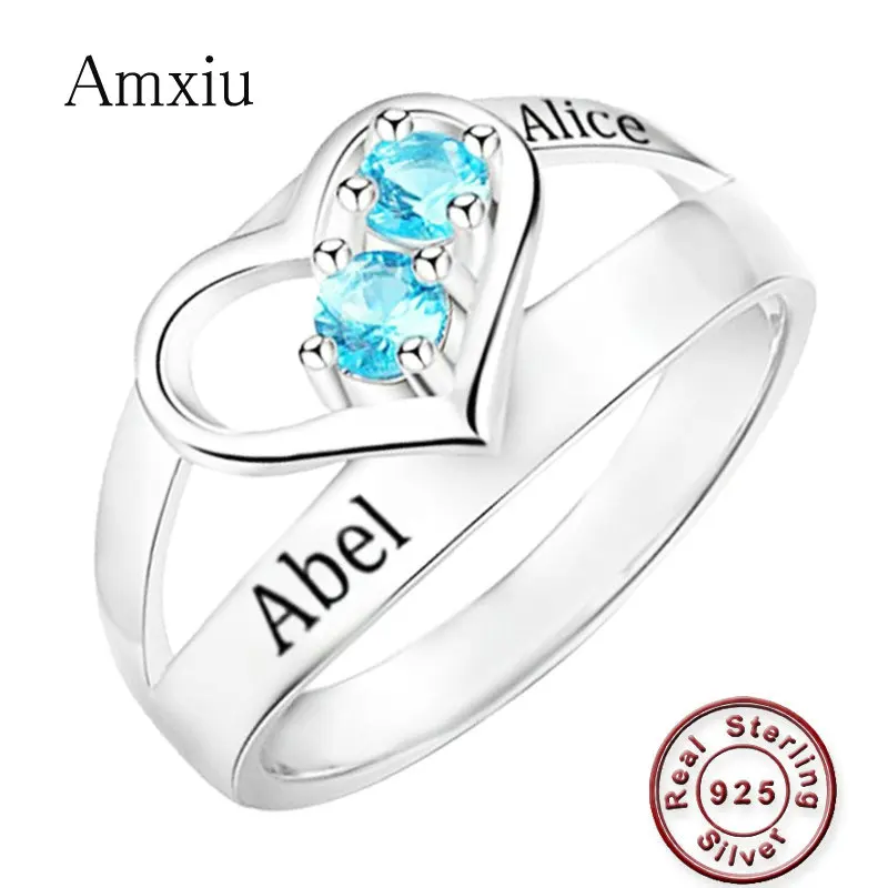 Женское кольцо из серебра 100% пробы, с гравировкой и двумя именами от AliExpress RU&CIS NEW