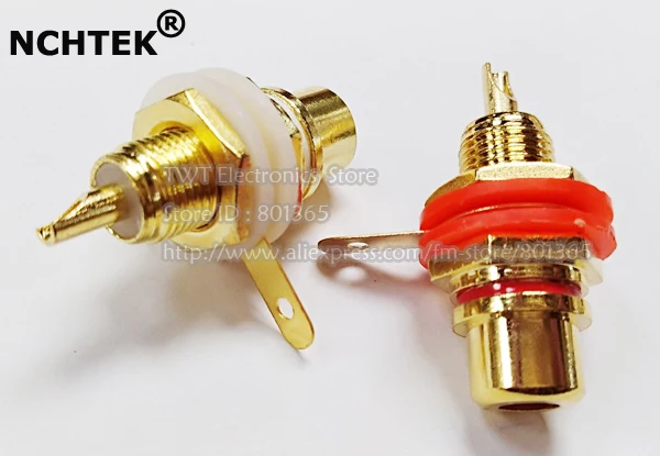 NCHTEK Золото усилитель аудио терминал RCA разъем Женский Шасси Панель PCB Jack красный и