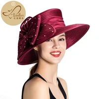 hot selling satin ladies formal hat with bowknot kentucky derby hat wedding hat s10 2123