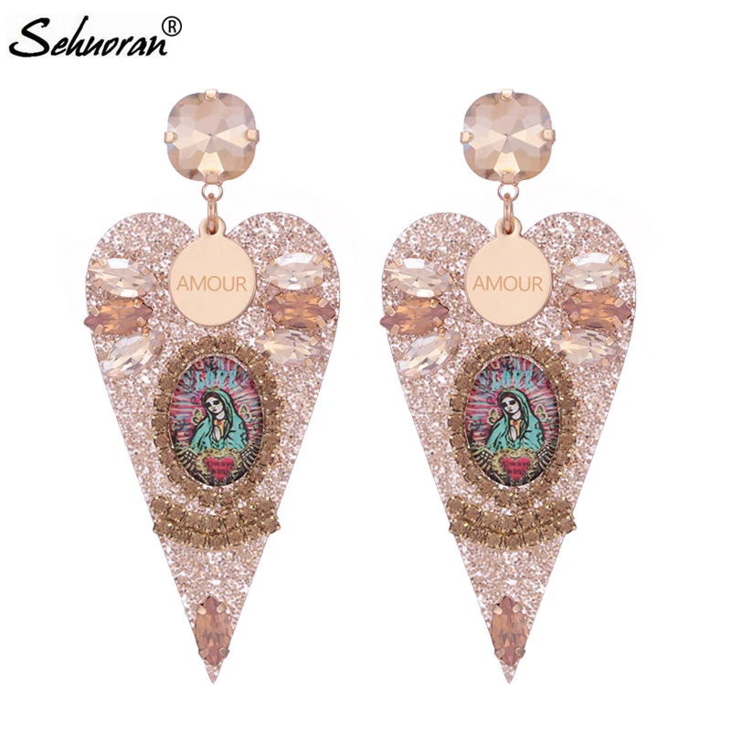 

Sehuoran Brincos Boho Drop Earrings For Woman Big Resin Pendients Match Angel Fashion Jewelry Statement Earrings Oorbellen Ear