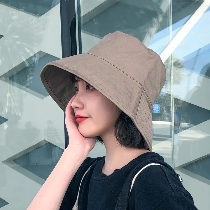 Pure-color Fisherman's Hats Women Spring Summer Sunshade Basin Hat Female Fashion Cotton Sun Protection Cap Lady Caps H230