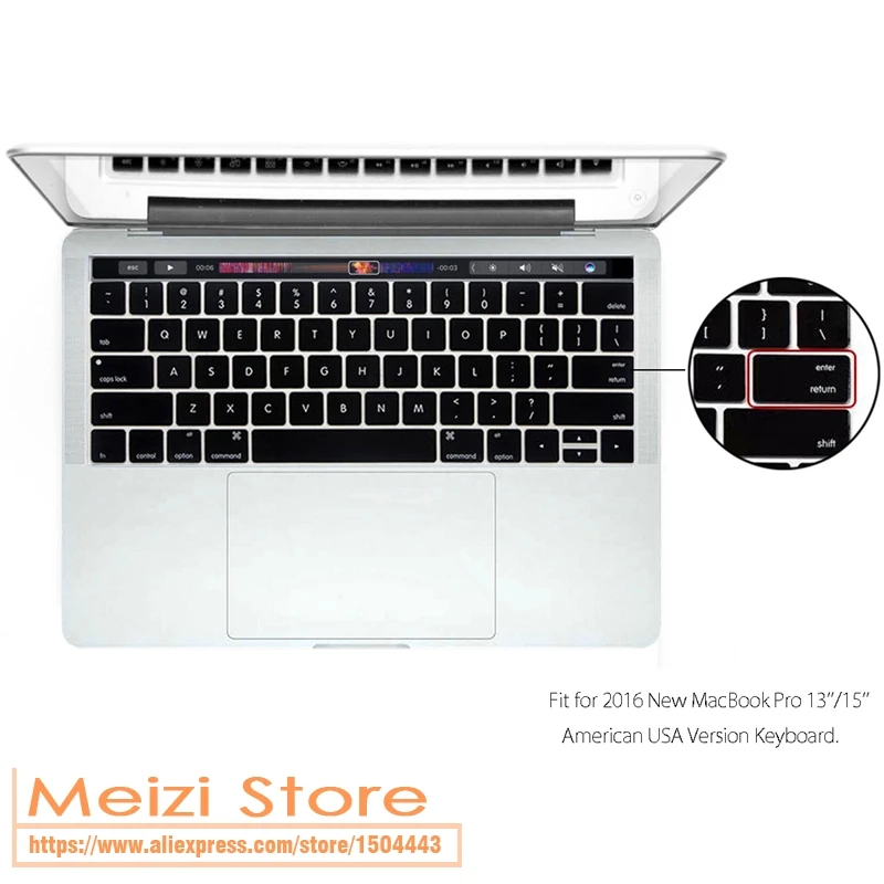 Силиконовый мягкий чехол для клавиатуры 2016 Новый MacBook Pro 13 15 3 4 американская