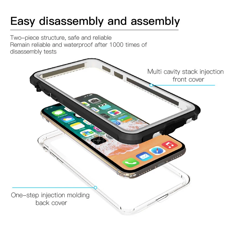 JKING for iphone X Waterproof Case Swimming Diving Surfing Watertight Cover Apple Full Protect Phone Bag Functional Keys |