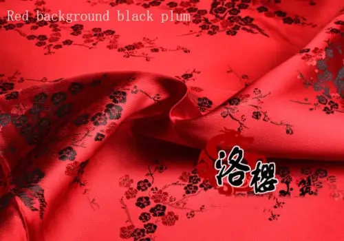 Black Plum and Red Китайский костюм Хана Соло из Звездных Войн Платье Халаты Ципао одежда кимоно атлас цветок сливы дамасской ткани - Цвет: Black Plum and Red