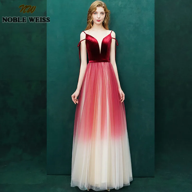 NOBLE WEISS Glamours темно красные платья для выпускного вечера 2019 сексуальное длинное