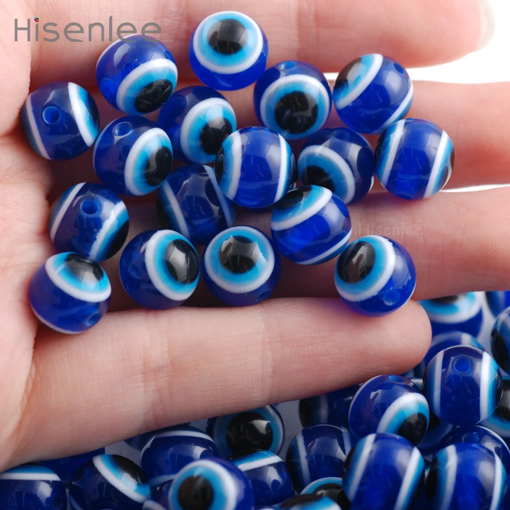 Hisenlee 300 Pcs/ Bag Blue 10mm New fashion circular evil Eye Beads Space DIY Bracelet / jewelry Making | Украшения и аксессуары