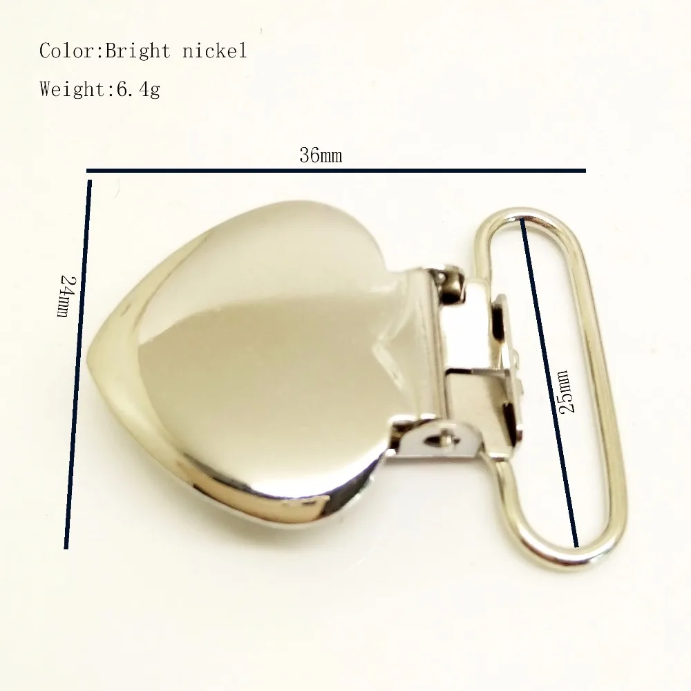 

20pcs per lot metal heart pacifier holder clip 25mm