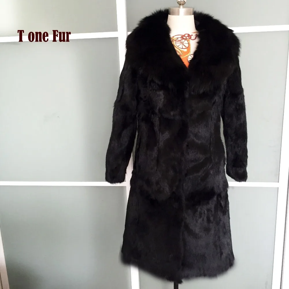 Длинное пальто из натурального кроличьего меха KSR66 2019|real rabbit|real rabbit furreal fur coat long |