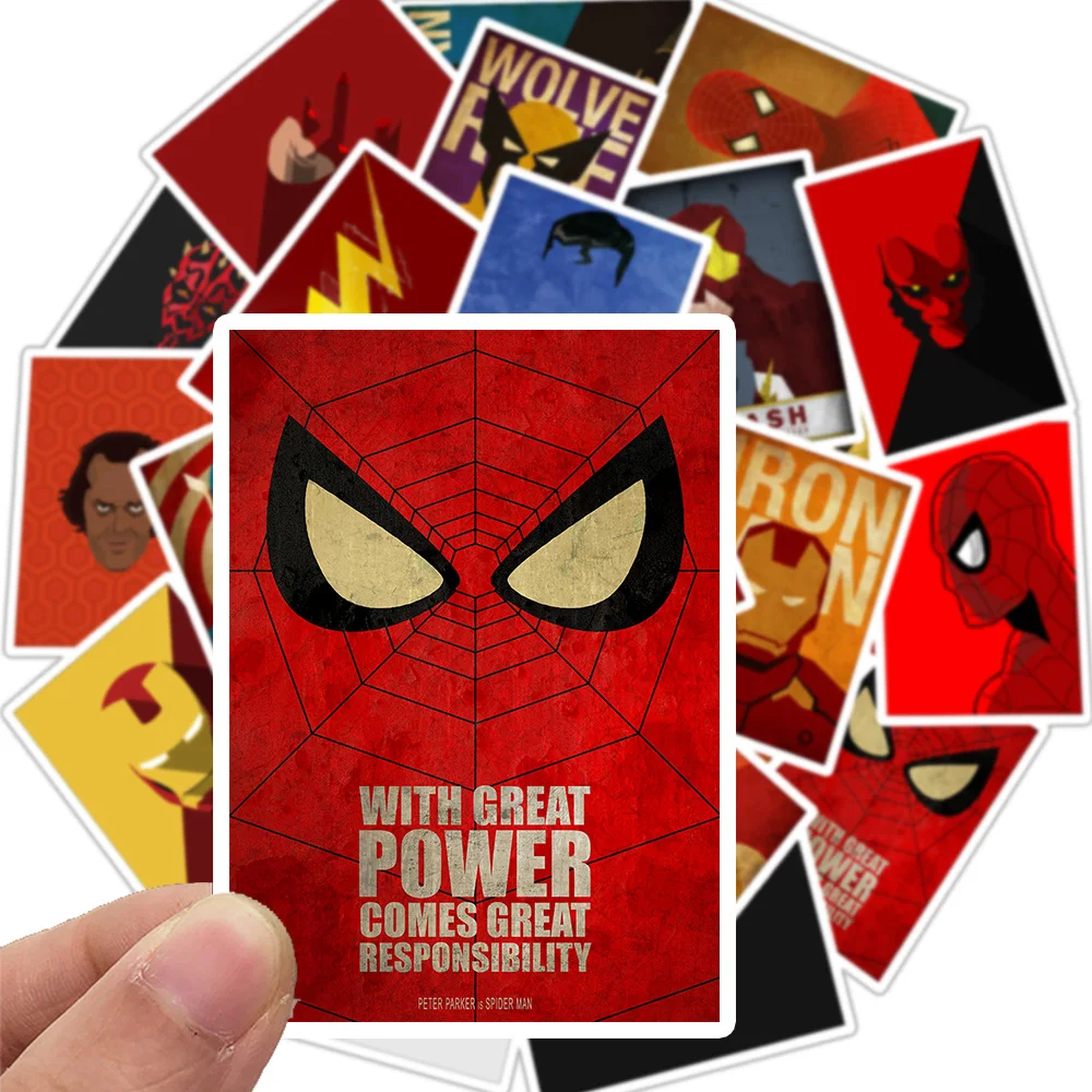 25 шт Смешанные винтажные наклейки Marvel Minimal Super Heroes для виниловых наклеек для скейтборда багажа ноутбука бутылки с водой наклейки