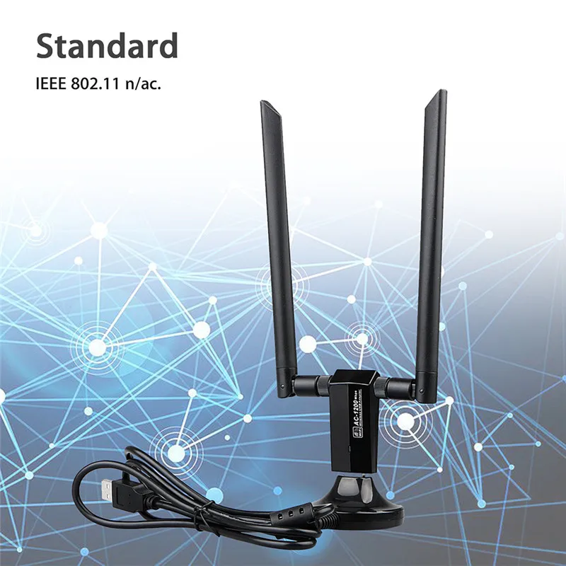 Беспроводной сетевой карты USB 3,0 Dual Band 2,4 ГГц 5 ГГц 1200 Мбит Long Range AC1200 802.11ac адаптер Wi-Fi антенны
