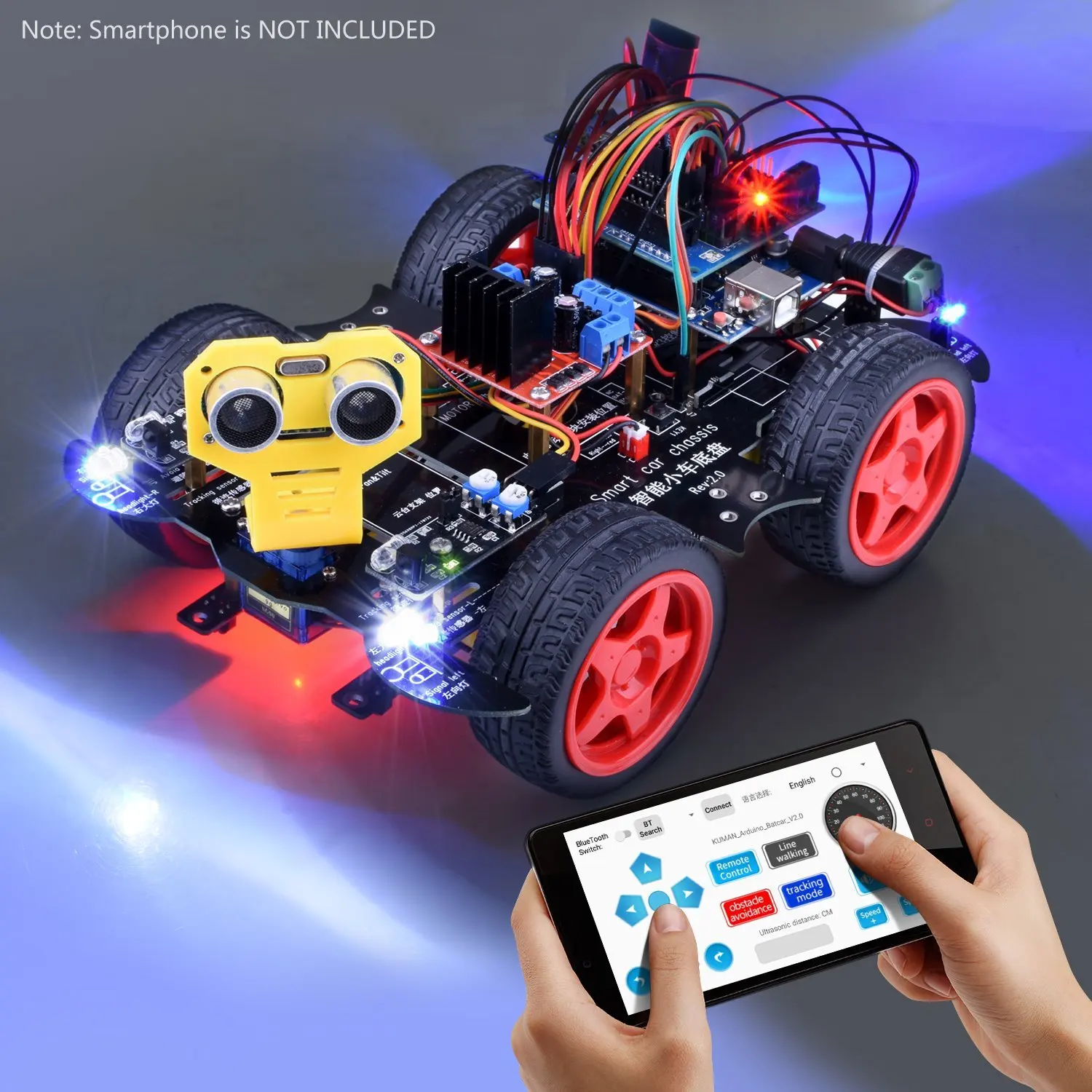 Upgraded Bluetooth RC Smart Robot Car Kit Miroad UNO R3 robotics kit building Sets with Line Tracking Module SM11 | Электроника