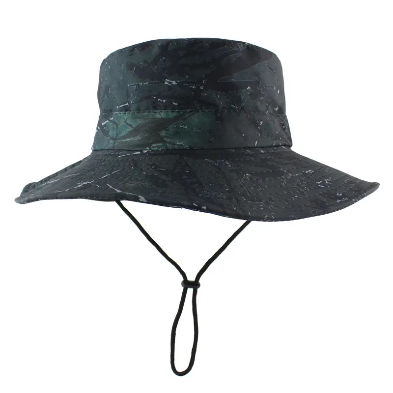 Black Camo Мужская и женская панама, водонепроницаемая камуфляжная кепка, складная Кепка-ведро, уличная Кепка для пеших прогулок, рыбалки, сафари, УФ-защита, Солнцезащитная шляпа - Цвет: Black Camo