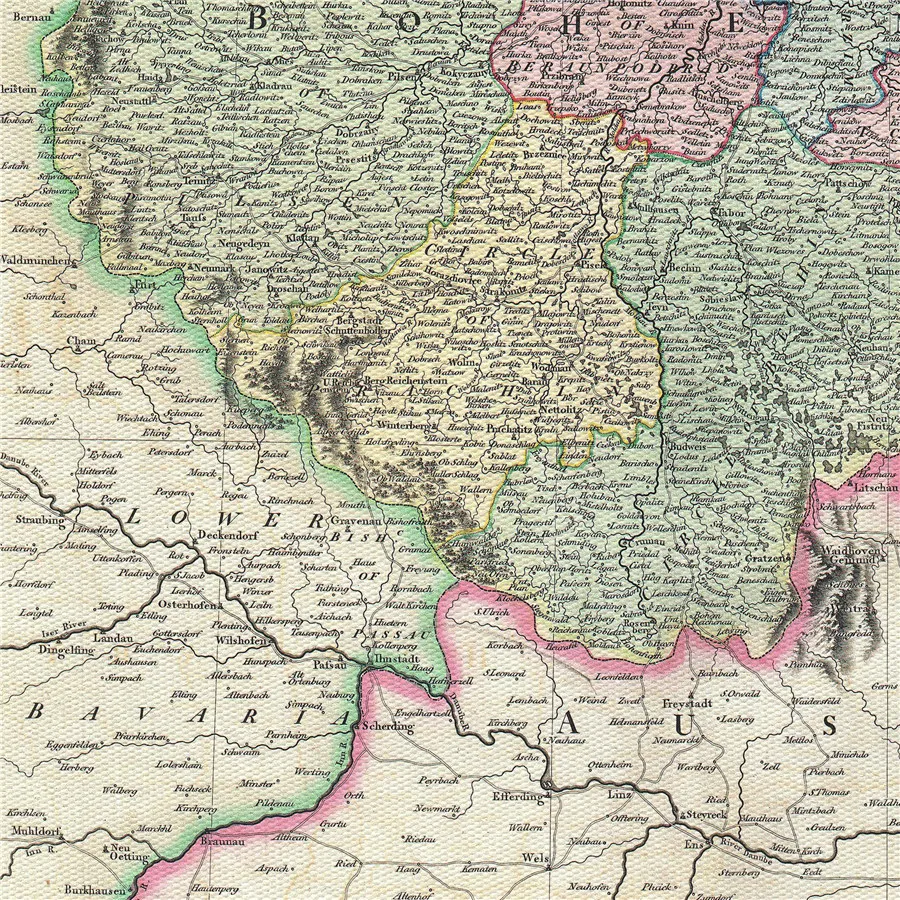 1801 Cary карта Богемия и моравиа Геометрическая живопись холст печать постер