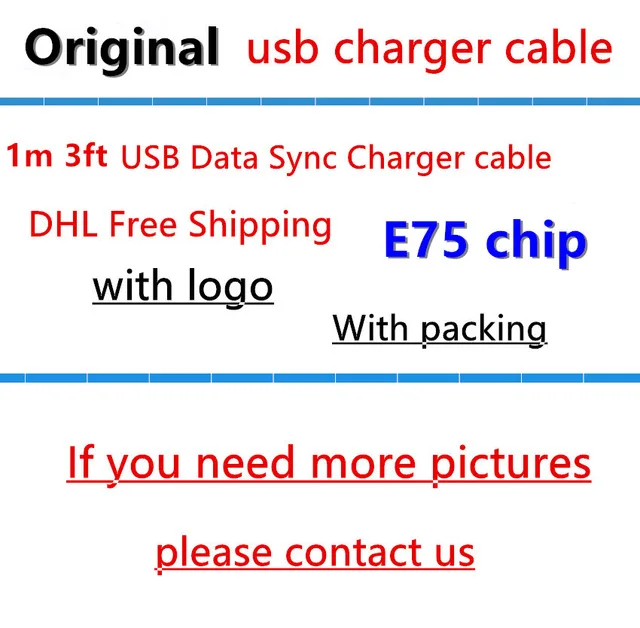 100 шт/100% подлинный 1 м/3 фута E75 чип OD: 3 0 мм данных USB кабель зарядного устройства для