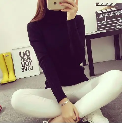 OHCLOTHING Для женщин водолазка зимний свитер Для женщин с длинным рукавом вязаный Для женщин свитера и пуловеры женский Джемпер Tricot Топы - Цвет: Black