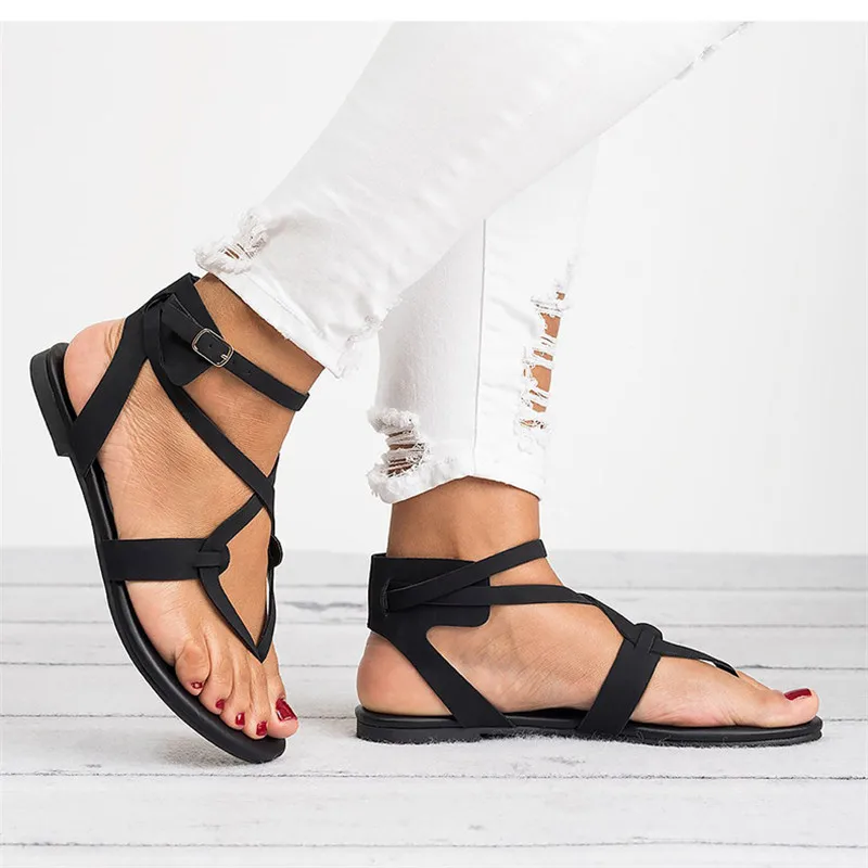 

Women Sandals 2019 Fashion Bandage Gladiator Sandals Summer Shoes Woman Casual Rome Style Flat Sandals Beach Chaussures Femme