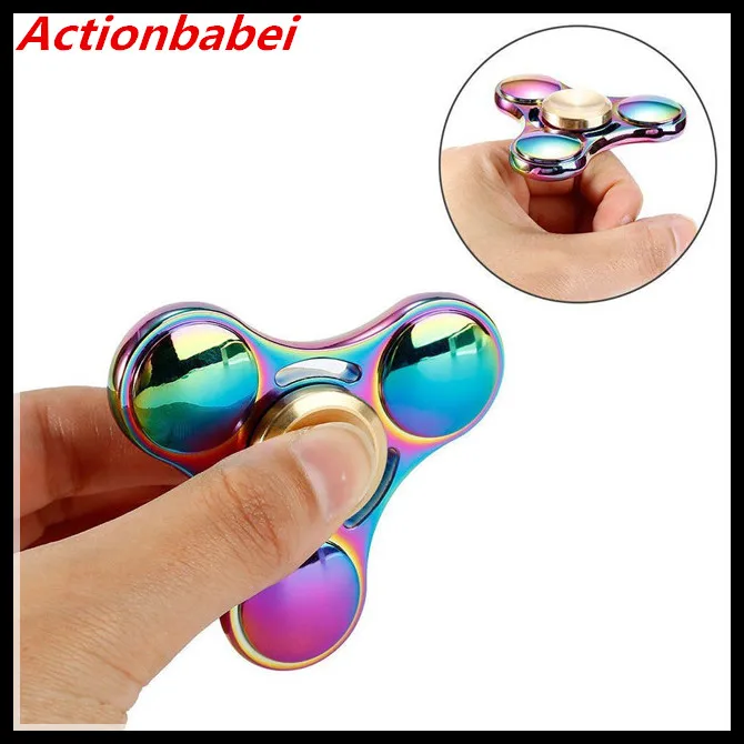 Actionbabei новый креативный Радужный EDC Fidget Metal Tri Hand Spinner СДВГ аутизм фокус игрушка