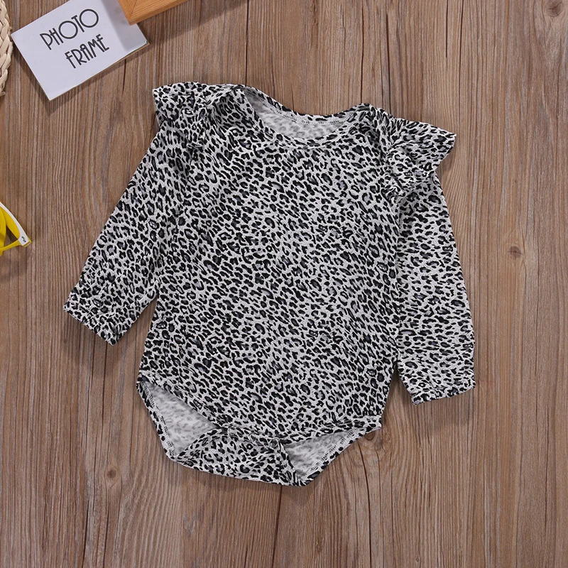 2018 одежда для малышей и девочек Детский спортивный костюм Newborm с леопардовым