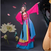 0142 chinese improved peking opera stage performance classical fanumbrella water seleeves dance costumes erhu zither clothing