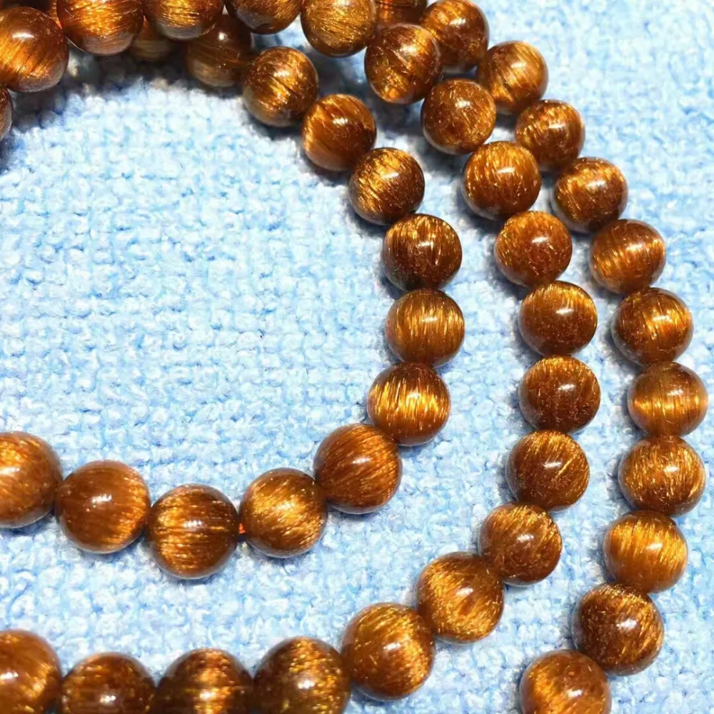 100% натуральная Медь Rutilated Кварц 7 мм Кристальный эффект кошачьих глаз драгоценные