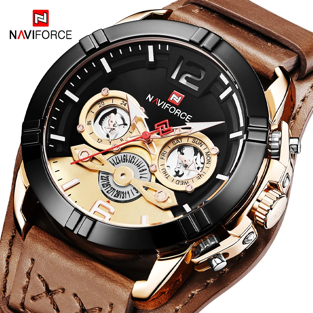 NAVIFORCE Luxury Brand Men Watches Male Military Sports Clocks Date Casual Leather Quartz Wrist Watch Business Relogio Masculino | Наручные