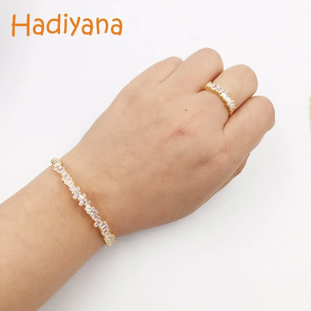 Hadiyana Sparking Pave кубический циркон Свадебный набор Высокое качество Кристалл 4 шт
