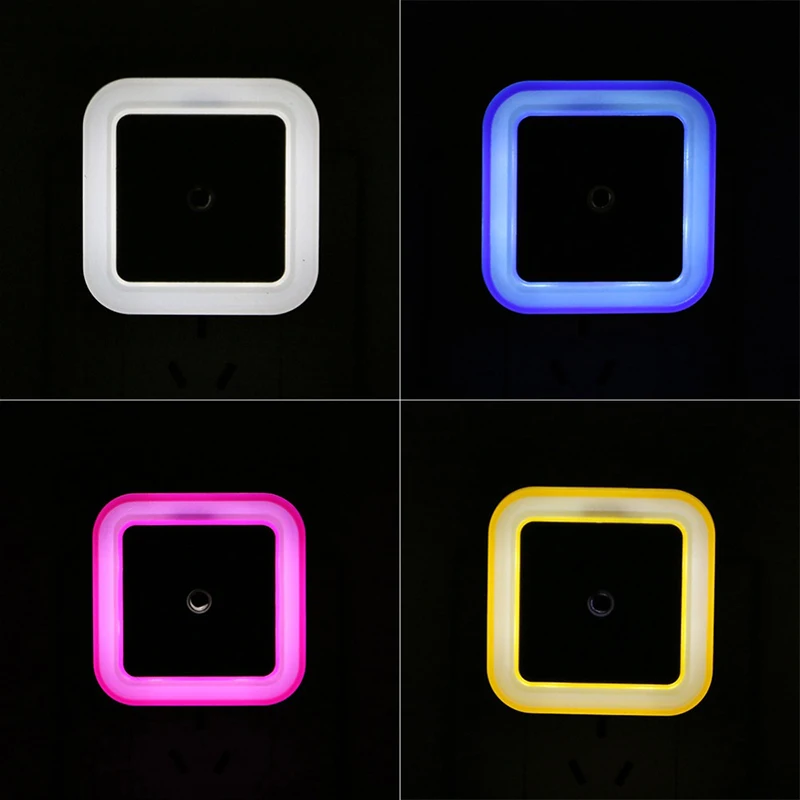 Light Sensor Control LED lamp Night wiht EU/US Plug Novelty Square Bedroom For Baby Gift Romantic Colorful Lights | Освещение - Фото №1