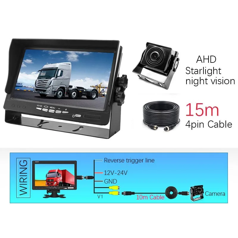 whit 15m cable HD 1280*960P " ips экран автомобиля AHD парковочный монитор со звездным светом ночного видения обратный резервный AHD камера для грузовика автобуса - Название цвета: whit 15m cable