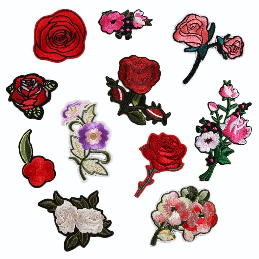 11 шт. верхние нашивки приклеиваемая утюгом нашивка с красными розами Цветочная