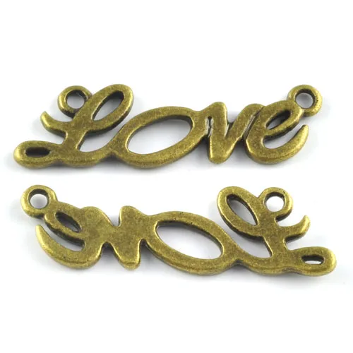 31*9mm Antique Bronze Copper Lovely Filigree Word Love Connector Link Charms Pendant | Украшения и аксессуары