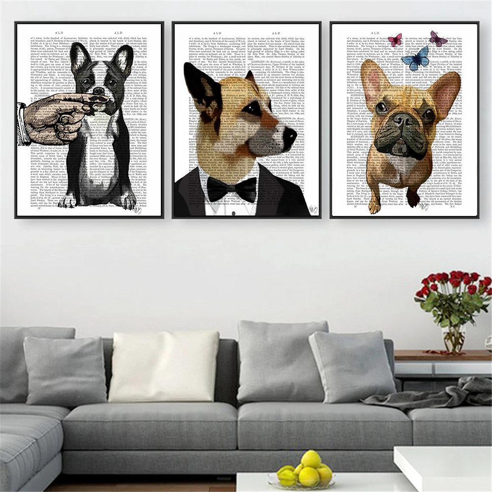 Abstract Painting Wall Pictures for Living Room Home Decor Cute Dog Paper Quotes Kids Art Canvas Poster Cuadros | Дом и сад