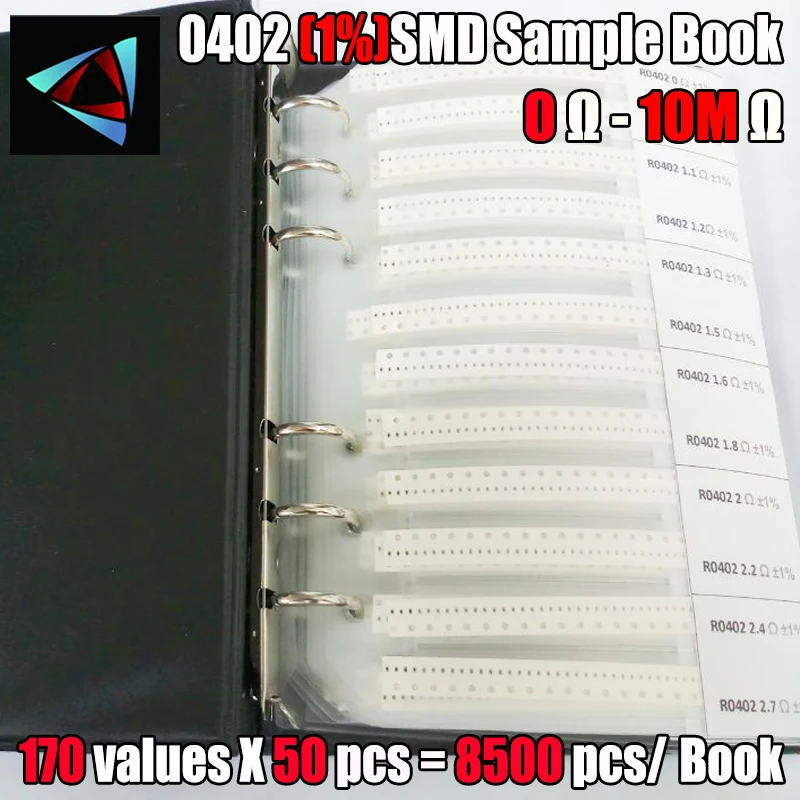 0402 1% SMD образец резистора книга допуск 170valuesx50 шт. = 8500 комплект резисторов 0R ~ 10 м |