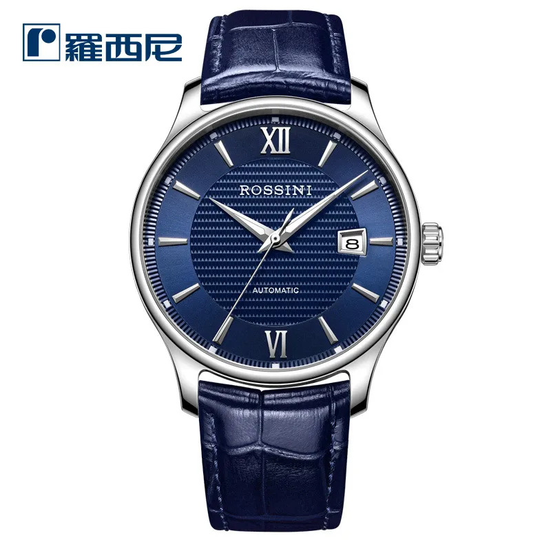 blue dial ROSSINI автоматические механические часы мужские повседневные классические Япония движение Простые Модные Часы - Цвет: blue dial