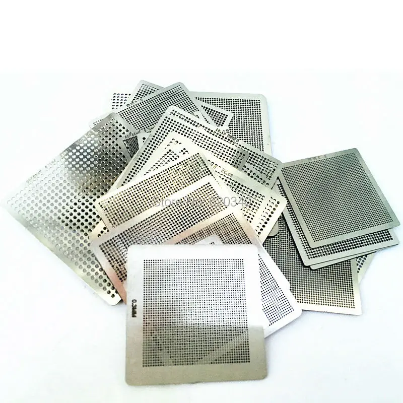 Набор трафаретов для реболлинга bga 27 шт. Трафарет bga lge5352. Сетка для нанесения припоя. Трафареты для реболлинга. Набор трафаретов для реболлинга bga 27 шт.