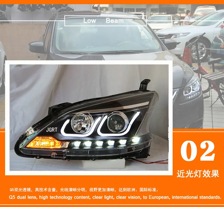 2 шт. светодиодный фары для Nissan Sentra 2012- Автомобильный светодиодный фонарь с двумя ксеноновыми линзами автомобильные аксессуары дневные ходовые огни