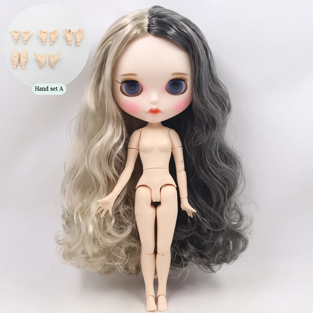 Ледяной обнаженный Blyth кукла No. BL8800/9016 Серебряный микс серые волосы резные губы матовые индивидуальные лица соединение тела 1/6 bjd - Цвет: like the picture