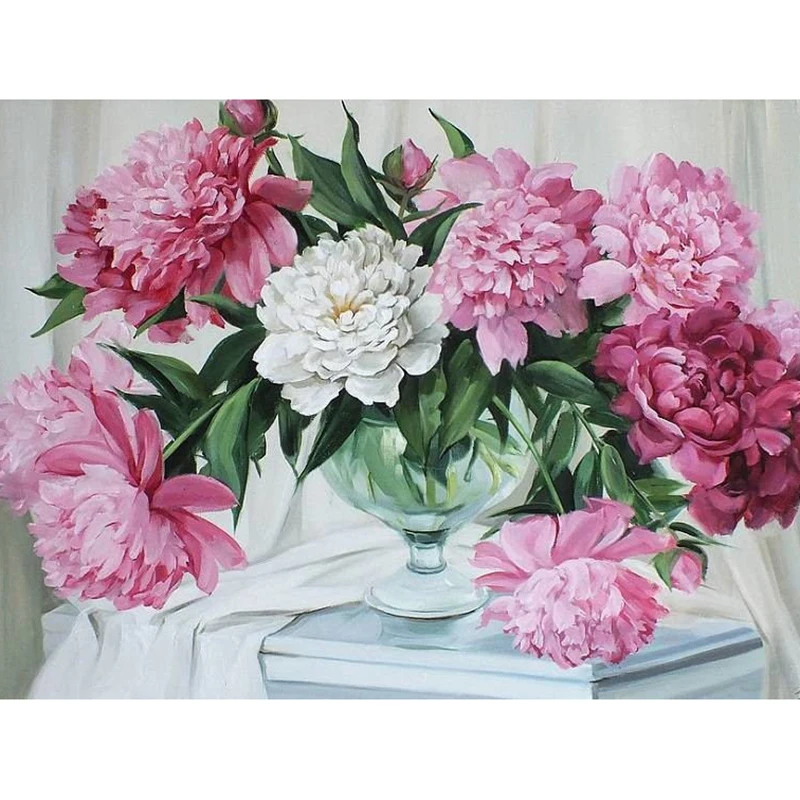 

Полная квадратная Алмазная 5D DIY Алмазная вышивка бутылка пион Алмазная вышивка крестиком на рисунке, стразы мозаичные украшения дома CX