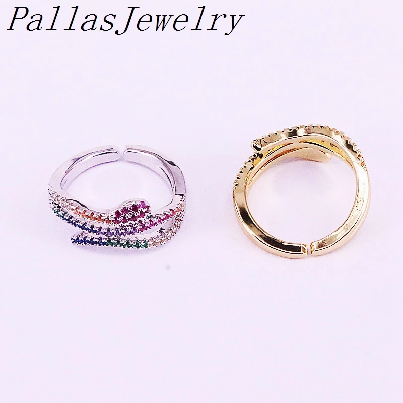 

8Pcs New Mix color multi color Rainbow CZ Adjusable ring fashion trendy women jewelry
