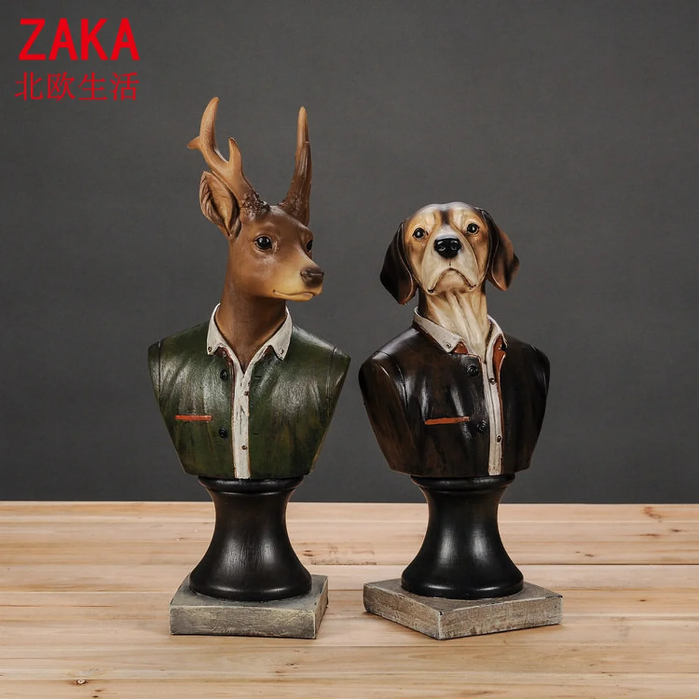 

American country living room TV cabinet wine cabinet home lucky animal ornaments gentleman dog statue decoration AP4231128