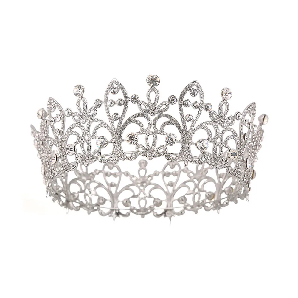 Bling расшитые стразами Свадебные Корона круглый диадемы со стразами диадема для невесты банданы для мужчин свадебные аксессуары волос