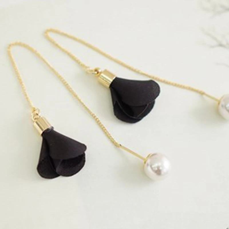 Недавно Для женщин Хрустальный цветок падение Длинные мотаться цепи серьги