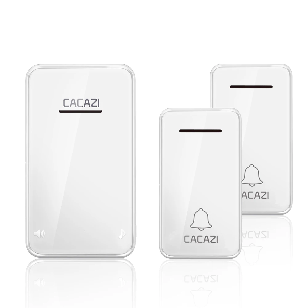 2 button 1 receiver CACAZI автономный беспроводной дверной звонок Водонепроницаемый 200 м Пульт дистанционного управления без батареи домашний светодиодный светильник звонок 6 объем 48 звонок - Цвет: 2 button 1 receiver