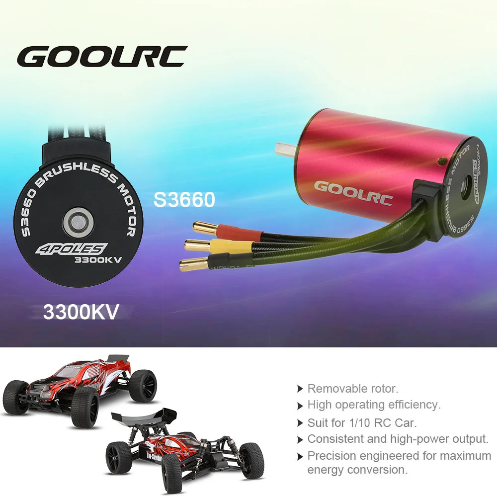 Оригинальный бесщеточный двигатель GoolRC S3660 3300KV 4 полюса для 1/10 запчастей