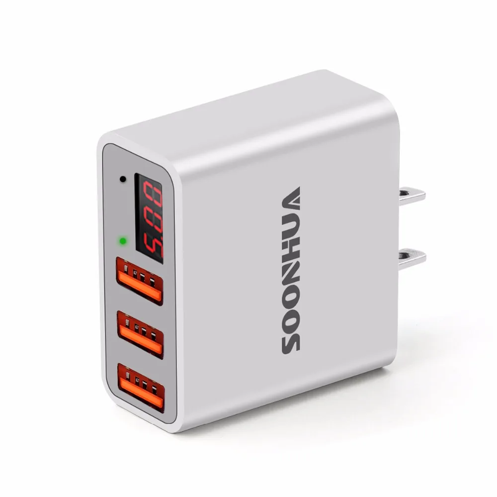 SOONHUA ABS противопожарный 5V 3.4A 3 порта USB Универсальное быстрое зарядное устройство