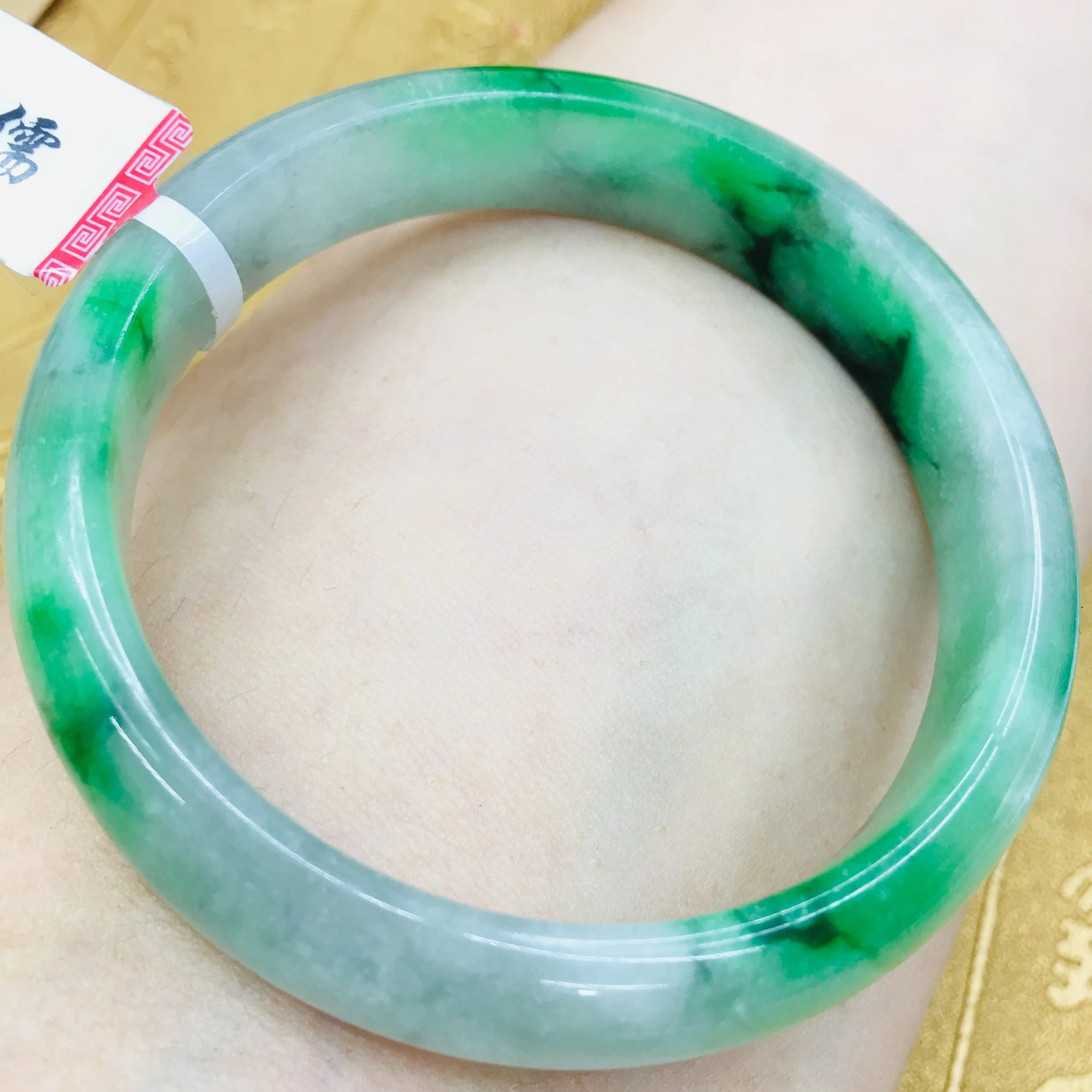 Send A certificate natural Jadeite bracelet Elegant green 54-61mm female two-color jade Jewelry gift | Украшения и аксессуары