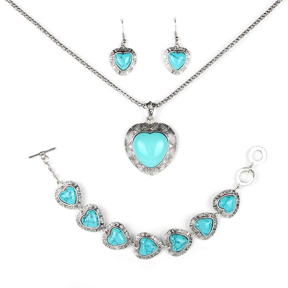 Парабола В Форме Сердца Бирюзовый Подвеска Серьги Браслеты Колье Ювелирные