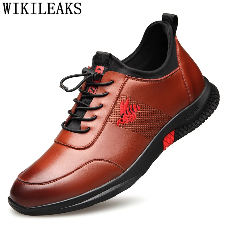 Mens Shoes Genuine Leather Casual Black Sneakers Elevator For Mes Increase Within Chaussure Homme Bona | Обувь