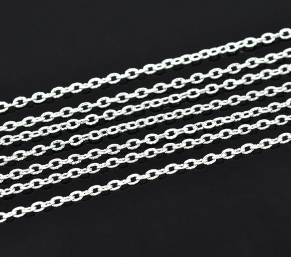 Серебряные украшения DoreenBeads текстурированный кабель звено цепи 3x2 мм продается в